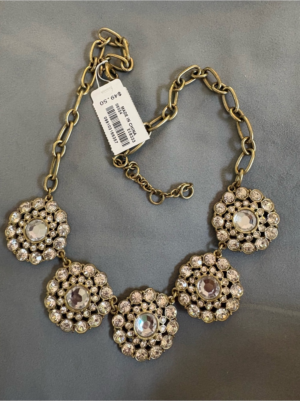 J. Crew Gold Crystal Floral Bib Necklace - 50